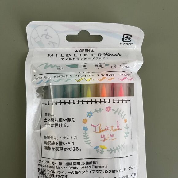 Zebra Mildliner Brush Dual-tip Neon highlighter pack 5 colors - Picture 4 of 5